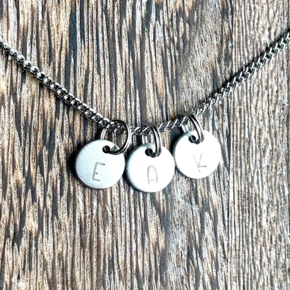 Initial Necklace - Personalized Necklace - Personalized Jewelry - Hand Stamped - Picture 2 of 2